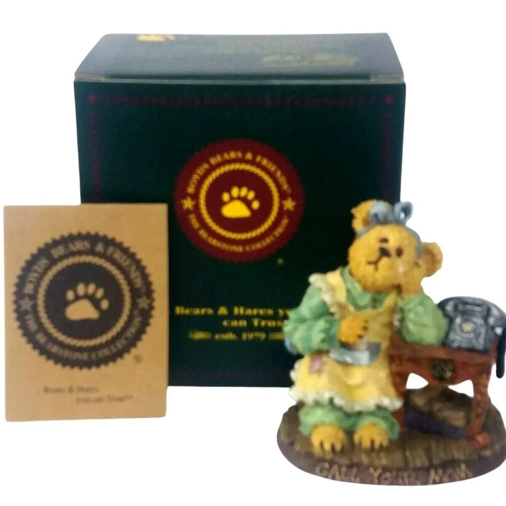 Boyds Momma Figurine Bearstone Collection Momma Guiltrip Call Your Mom First Ed - Picture 2 of 9